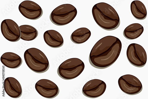 Abstract vector coffee beans patern white background.