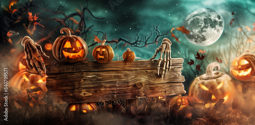 Design de panneau Halloween avec crâne et fond sinistre photo