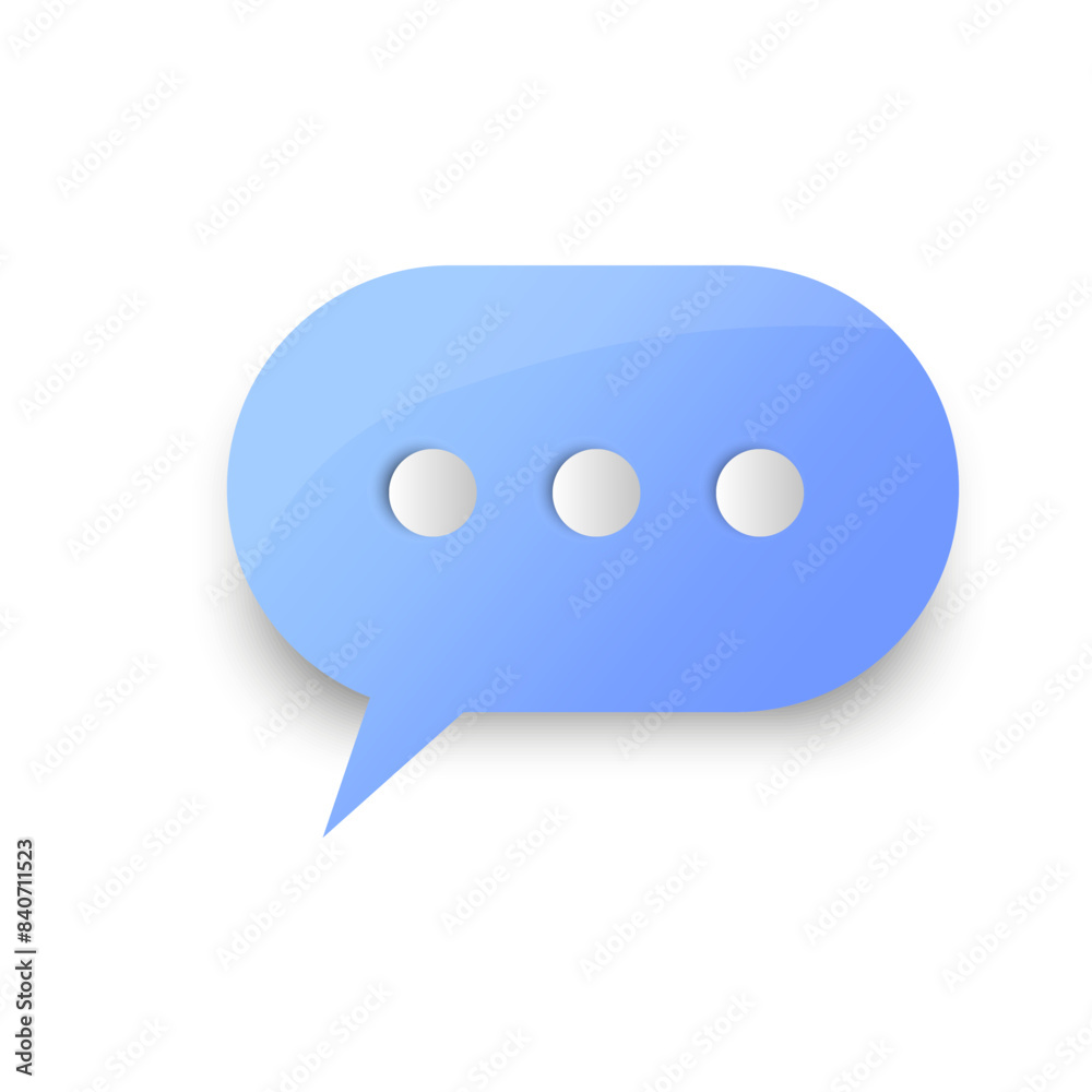 3D message bubble icon Vector. Blue chat symbol. Communication concept design. Speech balloon graphic. 3D message bubble icon Vector. Blue chat symbol. Communication concept design. Speech balloon graphic.