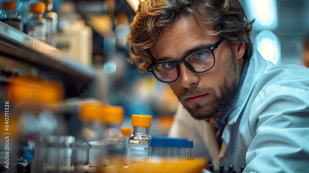 Focused Scientist Working in a Modern Laboratory Focused Scientist Working in a Modern Laboratory