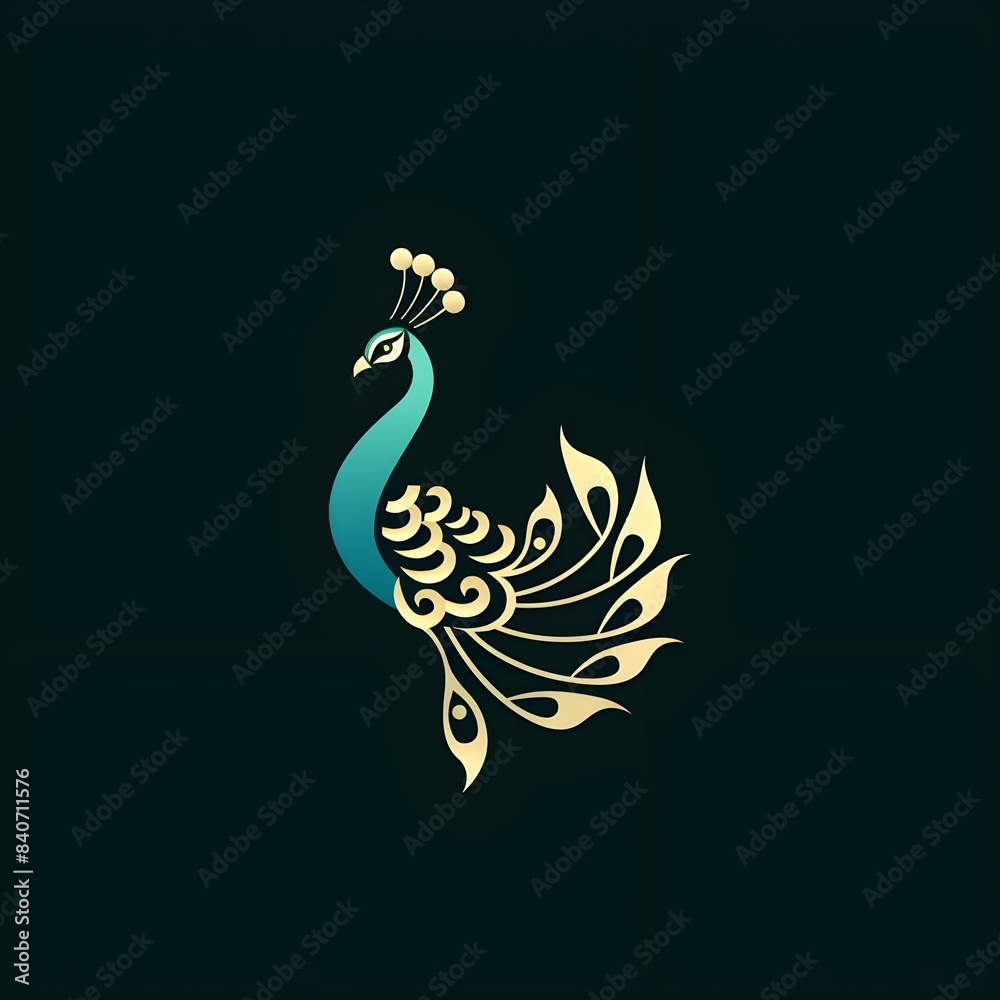 Fototapeta premium Illustration of a Peacock black background 