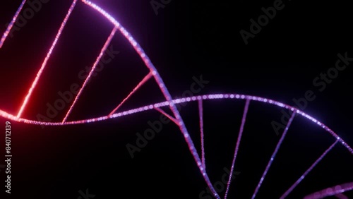 simple 3d glowing model rotating DNA on black background video