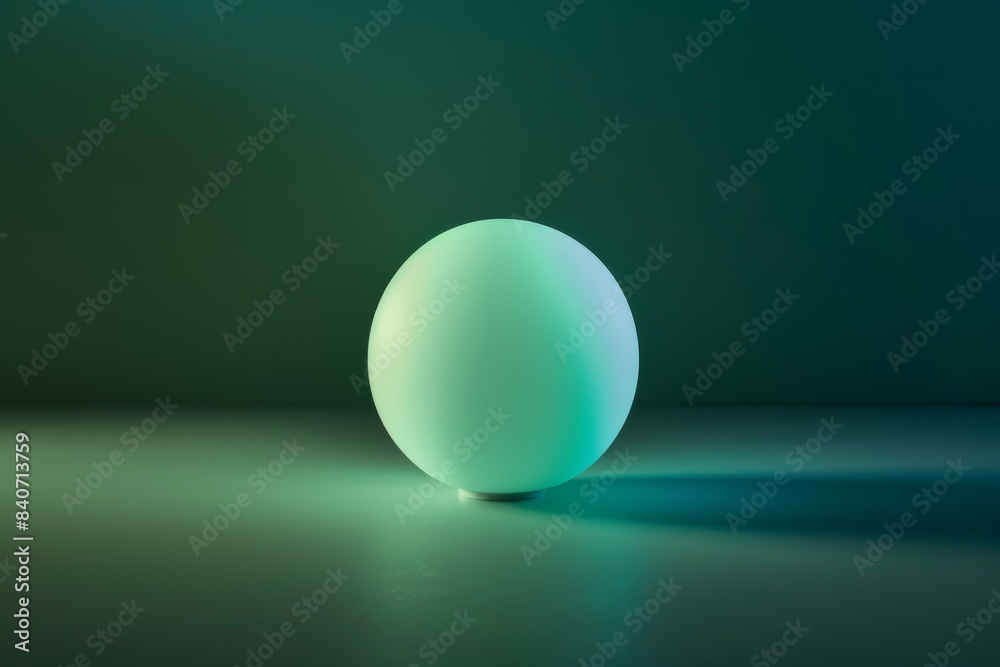 Closeup of an illuminated green sphere in the center of a dark background Closeup of an illuminated green sphere in the center of a dark background