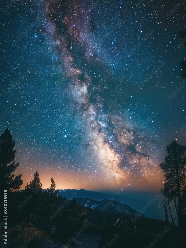 A clear view of the stars and constellations on a mountain top at night, perfect for astrophotography or a scenic wallpaper A clear view of the stars and constellations on a mountain top at night, perfect for astrophotography or a scenic wallpaper