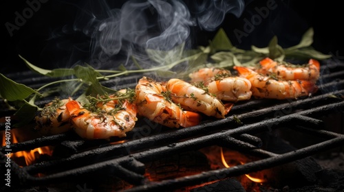 Shrimp on the grill photography