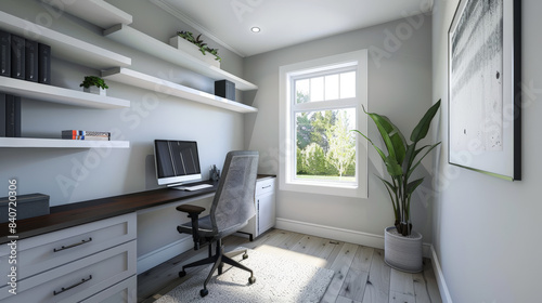 petit coin bureau dans une maison pour télétravail à domicile photo