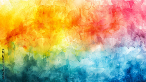 Abstract watercolor background with vibrant rainbow colors blending seamlessly together in a gradient effect  photo