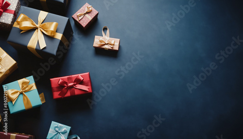 Top-view Christmas gifts on...