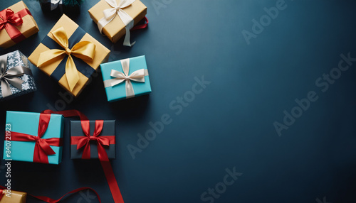Top-view Christmas gifts on...