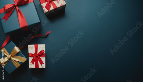Top-view Christmas gifts on...