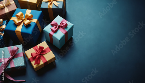 Top-view Christmas gifts on...