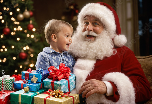 Santa claus and cute toddle...