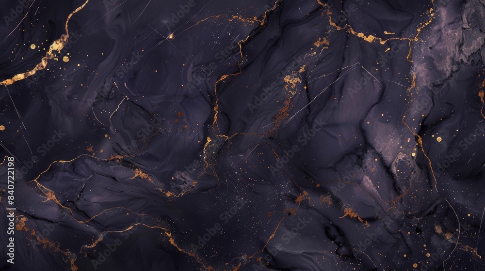 Fototapeta premium Black marble luxury, light purple with gold streaks, full focus, website background, design template
