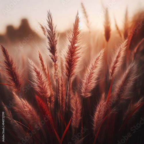 164 45. Big Bluestem Grass_ Native grass species with tall, fluf photo