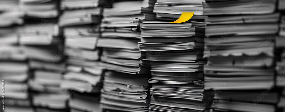 Highlighted File in a Stack of Documents Highlighted File in a Stack of Documents