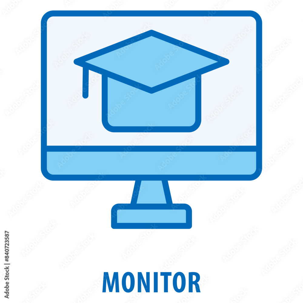 Mortarboard on Monitor-Computer Icon simple and easy to edit for your design elements Mortarboard on Monitor-Computer Icon simple and easy to edit for your design elements