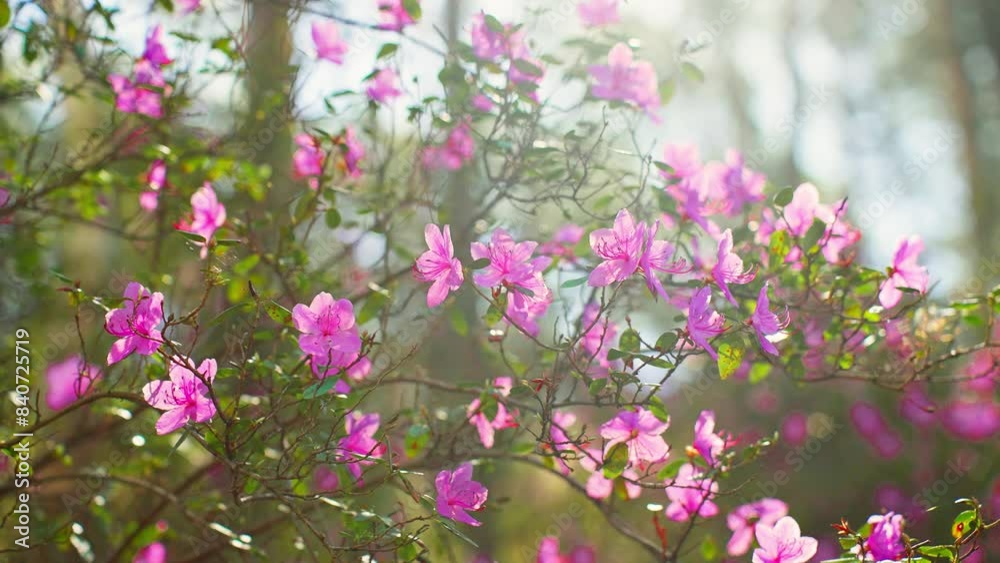 Blooming Pink Flowers on Tree Branch Blooming Pink Flowers on Tree Branch
