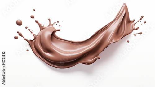 Rich Chocolate Milk or Cocoa Splash on White Background - 3D Rendering with Clipping Path for Stock Illustration
