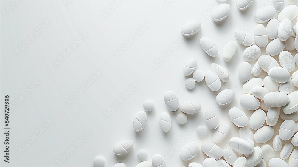 Minimalist White Space Background with Various Medicines, Capsules, and Pills Highlighting Healthcare and Pharmaceutical Concepts Minimalist White Space Background with Various Medicines, Capsules, and Pills Highlighting Healthcare and Pharmaceutical Concepts