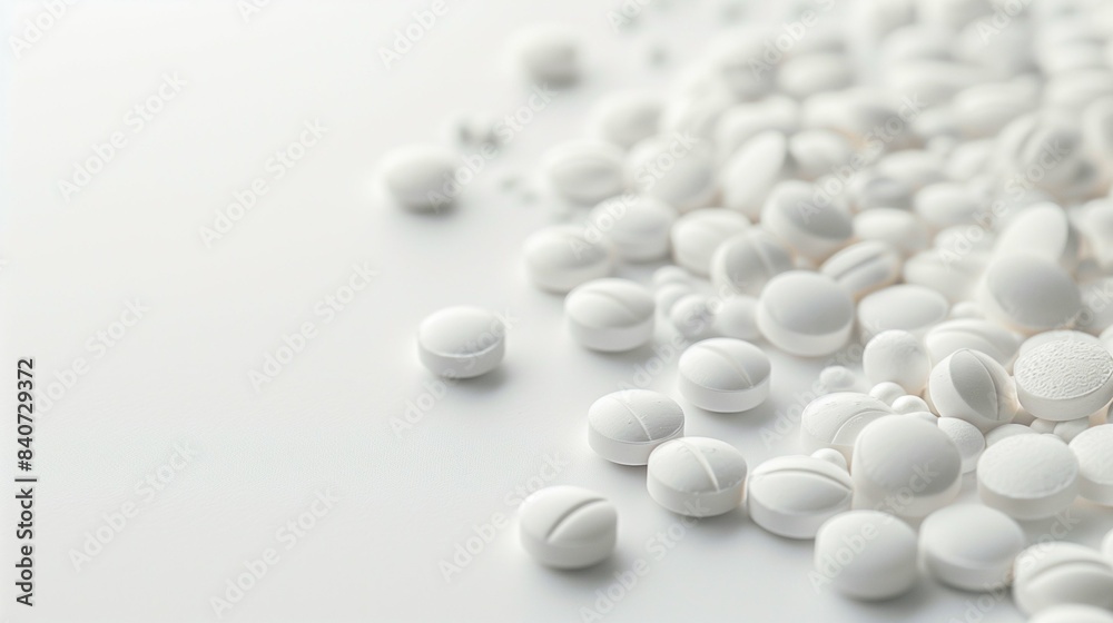 Minimalist White Space Background with Various Medicines, Capsules, and Pills Highlighting Healthcare and Pharmaceutical Concepts Minimalist White Space Background with Various Medicines, Capsules, and Pills Highlighting Healthcare and Pharmaceutical Concepts