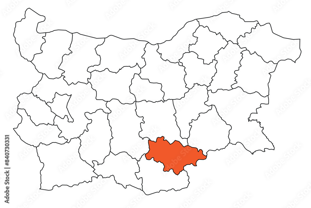Fototapeta premium Outline of the map of the region of Bulgaria - Haskovo Region