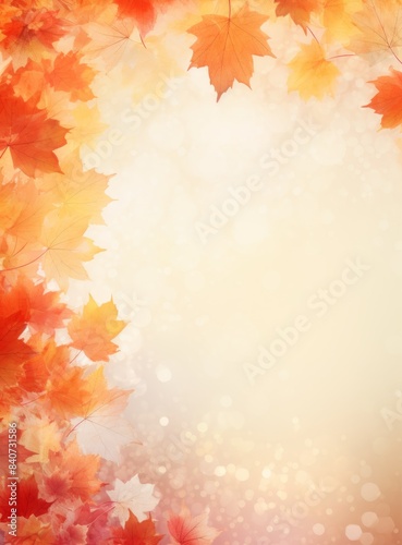 autumn maple leaves on bright textured background with copy space