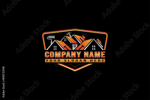  House repair svg, repair service logo, repair company emblem, handyman clipart
