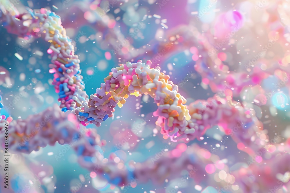 Colorful representation of DNA strands in a vibrant, abstract background, depicting the beauty and complexity of genetic science. Colorful representation of DNA strands in a vibrant, abstract background, depicting the beauty and complexity of genetic science.