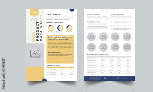 Product Data Sheet, Technical Data Sheet layout template design with 2 style concept layout