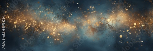 Abstract banner background with sparkling glitter on a blurred dark background with copy space photo