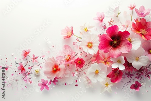 Delicate  translucent coral flowers  delicate and vibrant flower arrangement forming a stunning vector design on a white canvas