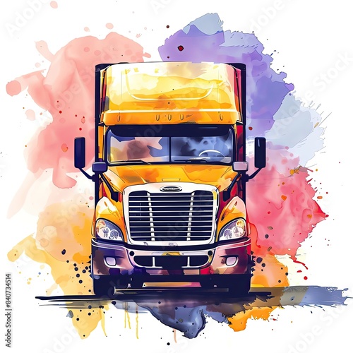 Freight carrier in supply chain management flat design front view economic theme water color Triadic Color Scheme photo