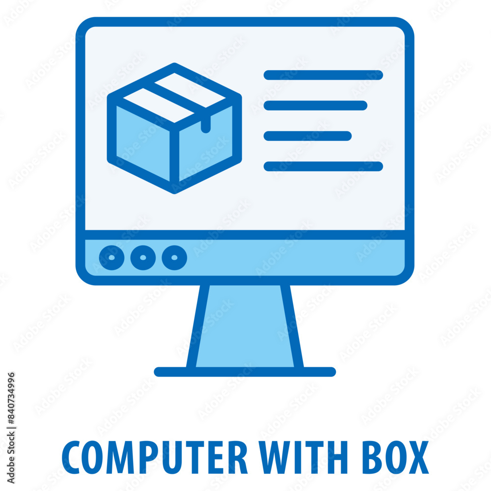 Computer with Box Icon simple and easy to edit for your design elements Computer with Box Icon simple and easy to edit for your design elements