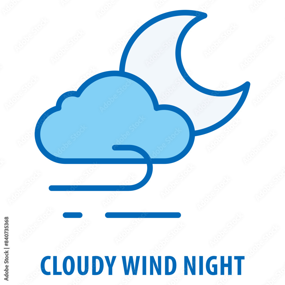 Cloudy Wind Night Icon simple and easy to edit for your design elements Cloudy Wind Night Icon simple and easy to edit for your design elements