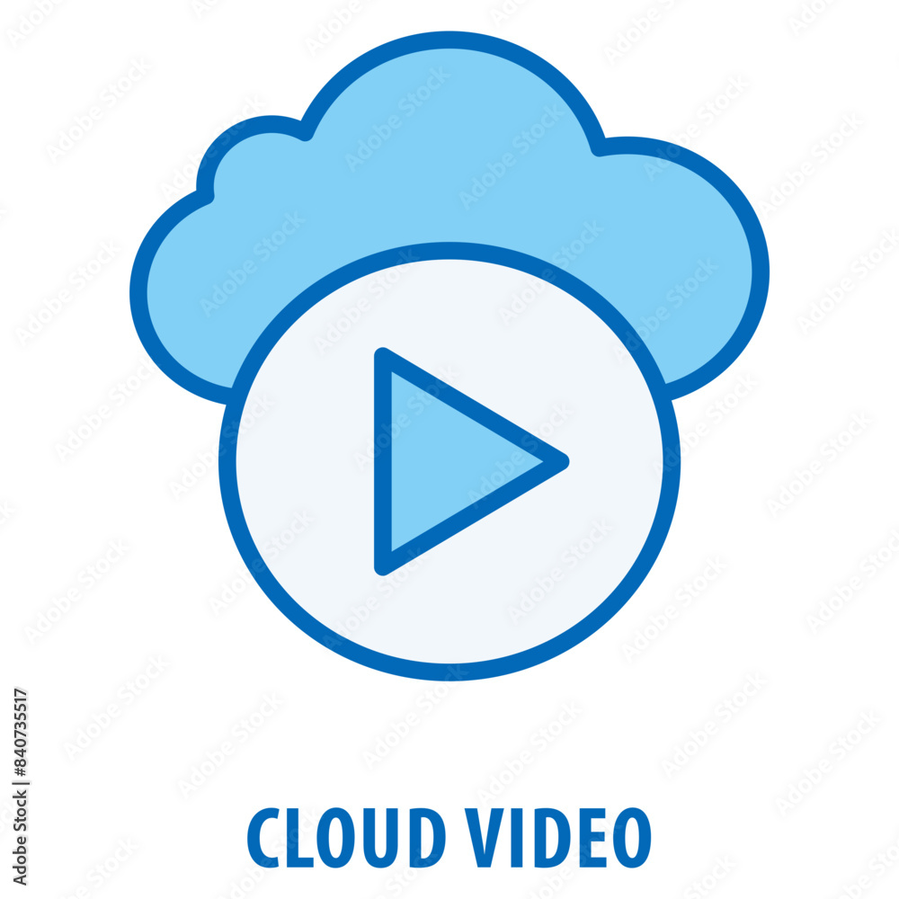 Cloud Video Icon simple and easy to edit for your design elements Cloud Video Icon simple and easy to edit for your design elements
