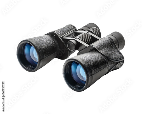 High-quality black binoculars with blue lenses, ideal for bird watching, hiking, and outdoor activities, against a white background.