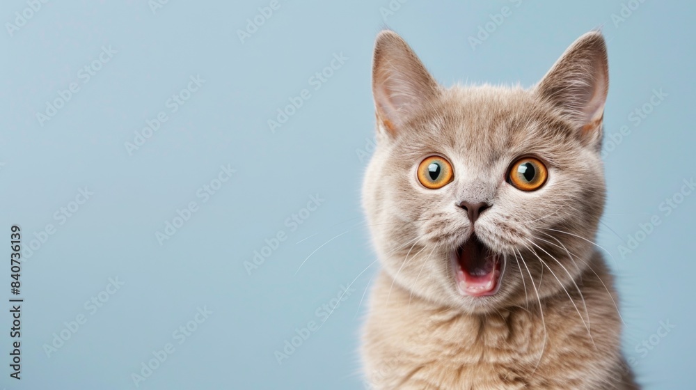 Obraz premium A cute surprised cat over plain background