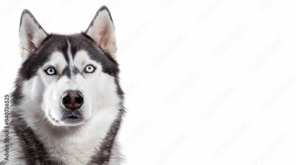 Portrait of a Husky dog over plain background