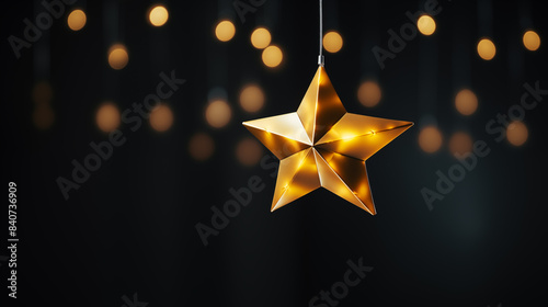 Golden christmas stars. Bokeh background