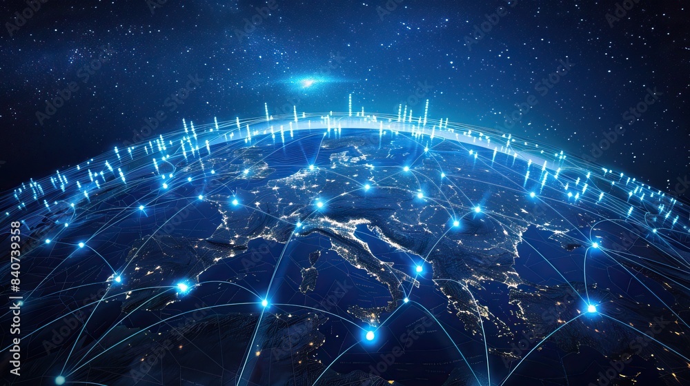 Digital planet Earth with global network and data transmission. Design for every purpose. Digital planet Earth with global network and data transmission. Design for every purpose.