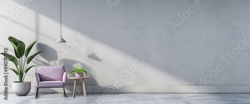 Modern interior, white wall with empty space for mockup or text ai generative