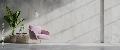 Modern interior, white wall with empty space for mockup or text ai generative