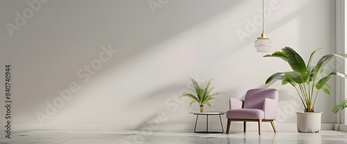 Modern interior, white wall with empty space for mockup or text ai generative