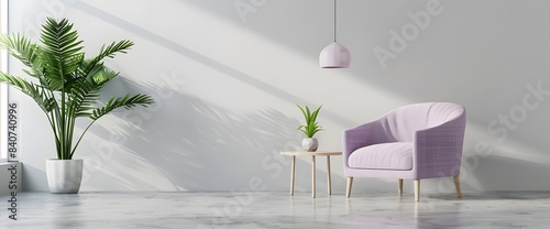 Modern interior, white wall with empty space for mockup or text ai generative