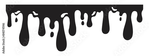 Dripping Paint molten splash, liquid flow abstract shape stain isolated on transparent background. Fluid trickle, border or stencil.