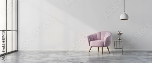 Modern interior, white wall with empty space for mockup or text ai generative