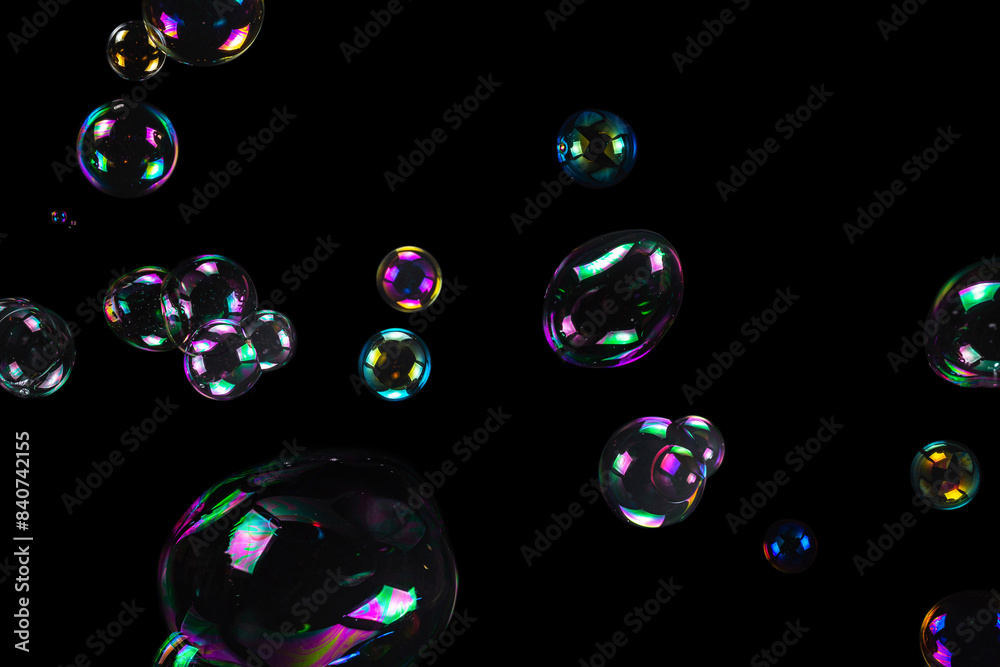 Soap bubbles isolated on a black background Soap bubbles isolated on a black background