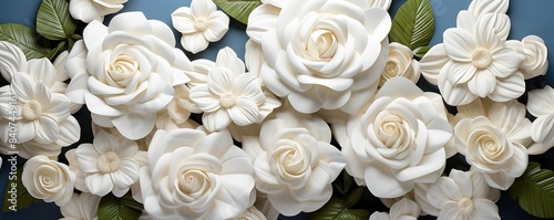 white natural roses background  flowers wall