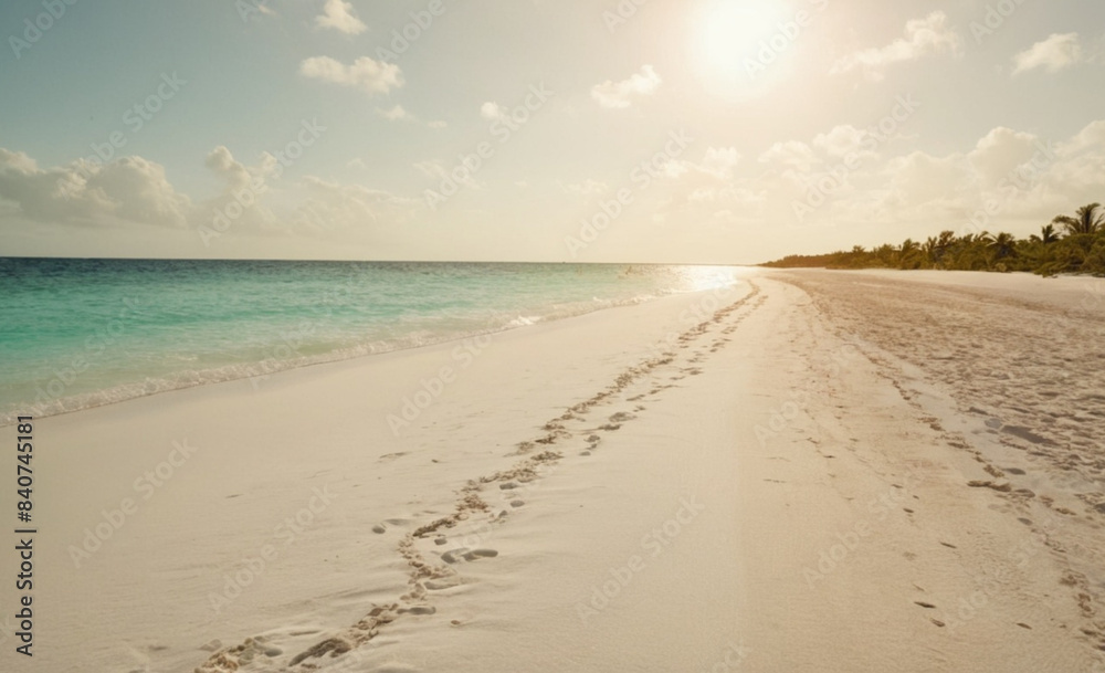 Obraz premium Tropical Island Sand Spit Beautiful Sunny Summer Landscape with White Sand Beach