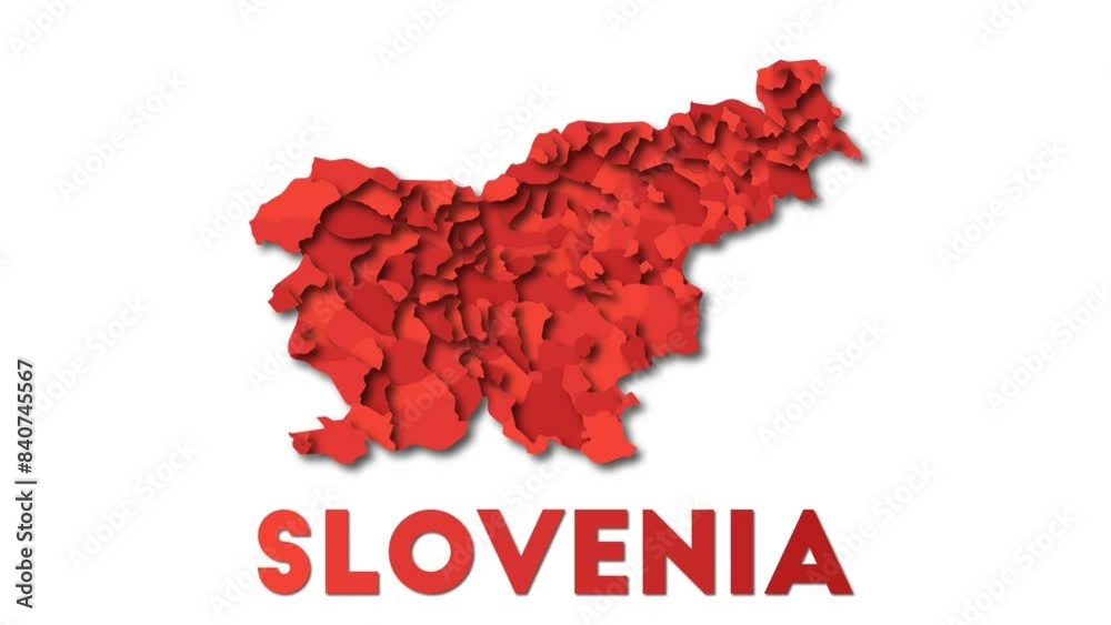 Slovenia map showing regions. Animated country map with title. 4K resolution animation. Slovenia map showing regions. Animated country map with title. 4K resolution animation.